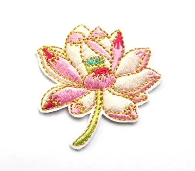 Lotus Flower Iron On Patch- Plant Nature Applique Crafts Badge Patches HD164 • £1.79