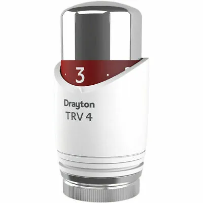Drayton TRV4 Classic Thermostatic Radiator Valve HEAD ONLY Chrome & White • £18.99