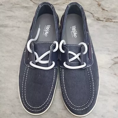 Mossimo Men's Size 7 Boat Deck Shoe Canvas Navy Blue Textile Uppers  • $20