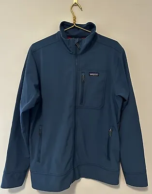 Patagonia Sidesend Soft Shell Jacket Full Zip Blue Men’s Large Mock Neck • $58
