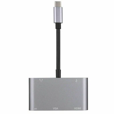 $25.99 • Buy Type C To HDMI/VGA/USB 3.0/3.5mm Audio/USB-C PD Port 5 In1 Adapter Converter Hub