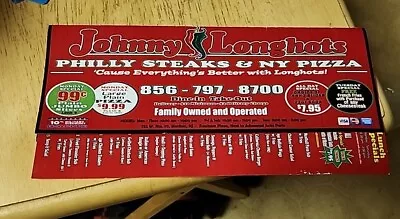 2018 Johnny Longhots Restaurant Philly Steaks NY Pizza Menu Marlton NJ Ephemera  • $9.99