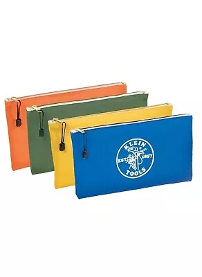 Klein Tools 4Pk Zipper Bags Canvas Pouches Olive/Orange/Blue/Yellow #5140 NEW • $28