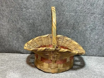 Vintage Wicker Wood Storage Easter Flower Storage Basket With Handle Medium 14  • $68.39