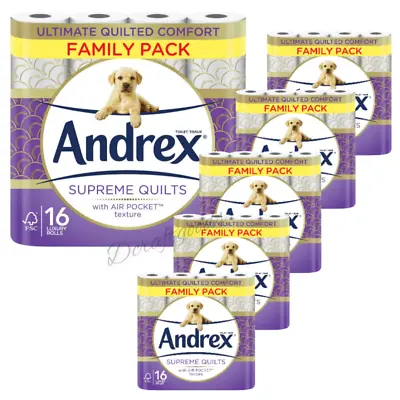 £64.97 • Buy  Toilet Tissue Andrex® Supreme Quilted 3-Ply 6 X16pack - 96Rolls *Free Shipping*