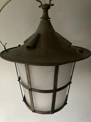 Antique Copper & Glass Porch/hall Lantern Light  • £185