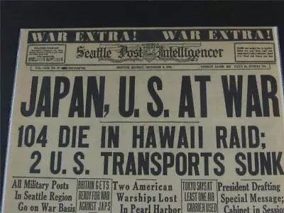 Vintage Newspaper Headlines ~ World War 2  Japan Us War Hawaii Bombed Wwii  1941 • $19.95