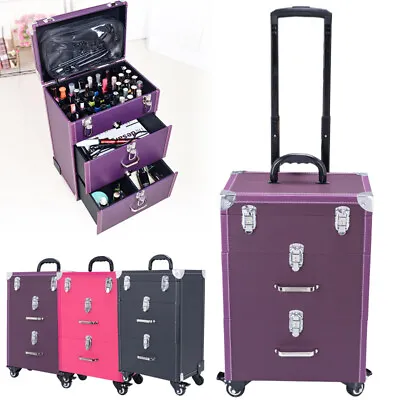 Vanity Beauty Storage Makeup Case Hairdressing Nail Polish Trolley Cosmetic Box • £59.95