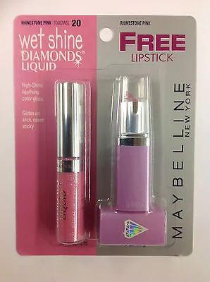 Maybelline Wet Shine Diamonds Liquid Lip Gloss RHINESTONE PINK + FREE LIPSTICK. • $37.36