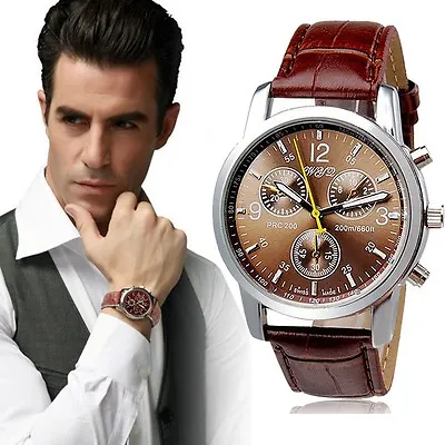 Men’s: Designer Tachymeter Chronograph Sports Watch With Crocodile Leather Strap • £9.95