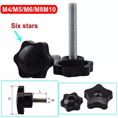 £1.50 • Buy Plastic Black Thumb Screw Rosette Knob Six - Star Head Knob Bolt / Nut M5/6/8/10