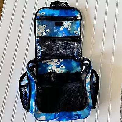 LL Bean Travel Toiletry Personal Organizer Hanging Tropical Blue • $18.99