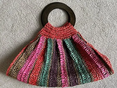 Raffia Style Fully Lined Multi Coloured Hand Bag  • £7.50