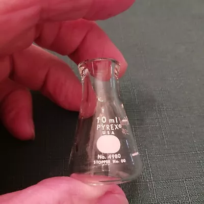 PYREX 10ml Erlenmeyer Flasks (20 Available) 3.3 Borosilicate Glass Made In USA • $2.99