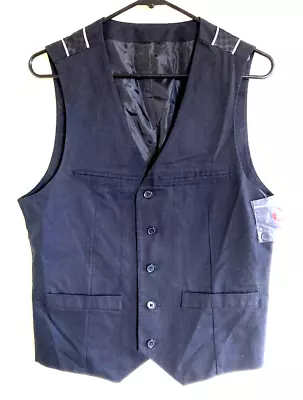 Guess Mens Rocker Vest Black 100% Cotton Lined Steampunk Sz S - Back Design NEW! • $19.95