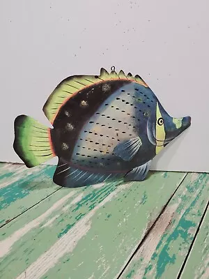 Metal Tropical Fish Wall Décor Art Outdoor Indoor Sculpture Hanging Painted • $14.99