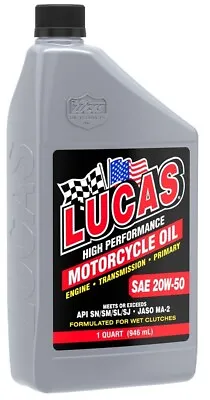 Lucas Oil 10700 Sae 20w-50 Motorcycle Oil 1 Qt • $13.91