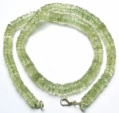 Natural Gemstone Green Amethyst 7mm Faceted Heishi Rondelle Beads Necklace 16  • $32.80