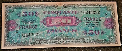 1944 WWII D-Day 50-franc Note Printed In USA • £2.30