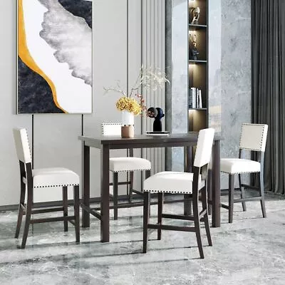 TREXM 5-Piece Counter Height Dining Set Classic Elegant Table And 4 Chairs • $433.49