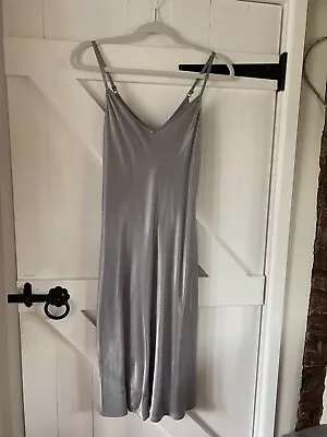 Ghost Hollywood Satin Slip Dress Silver Grey Size Xs Original Price £145. • £40