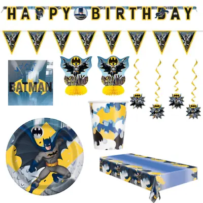 Batman Party Decorations Tableware Set Cups Plates Banner Birthday Party Pack • £4.29