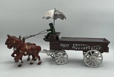 Cast Iron Horse Drawn Wagon Fresh Fruits And Vegetables Cart • $40