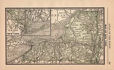 1888 Antique Tiny New York Map MINIATURE Size Map Of New York State Map 1554 • $16.95