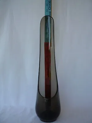 1950s Viking Glass Stretch Hurricane Taperglow Candle Vase In Smoke Rare! • $59.99