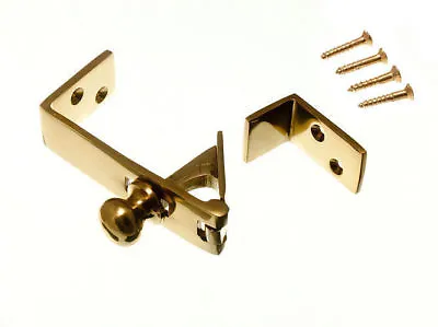 3 Of Brass Counter Flap Catch And Stay Solid Polished Brass With Screws 17g9 • £27.69