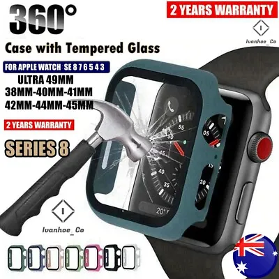 $7.49 • Buy Full Glass Cover For Apple Watch IWatch SE 8 7 6 5 4 Case 41 45 38 40 42 44 49mm