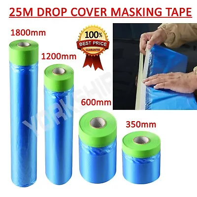 25m Indasa Various Drop Cover Masking Tape Roll Poly Film Sheet Easy Release • £9.29