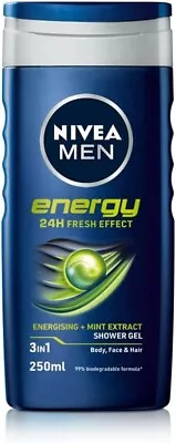 6 X 400ml NIVEA Men Shower Gel Energy Energising Body Wash • £12.99