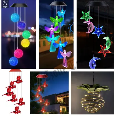 Solar Wind Chime Lights LED Color Changing Hanging Lamp Bird Ball Garden Decor • $9.77