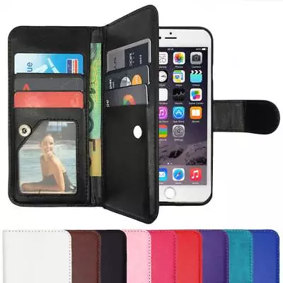 Wallet Magnetic Flip Case PU Leather Cover For Apple IPhone 5 SE 6 6S Plus 7 8 X • $9.75