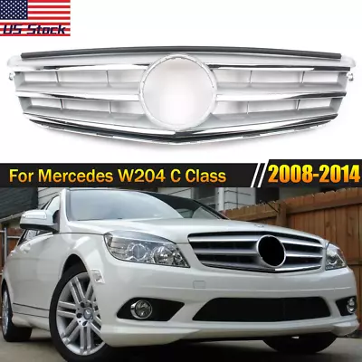 Silver Front Grille For Mercedes Benz C Class W204 2008-2014 C180 C200 C250 C300 • $73.70