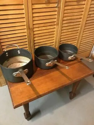 Vintage - Commercial Aluminum Cookware - 3 Pots - 4 1/2 - 2 1/2 - 1 1/2 Quart • $40