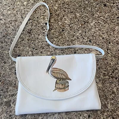 Vintage The Original Florida Keys Handbag Leather Bag Purse Painted Pelican  • $17.85