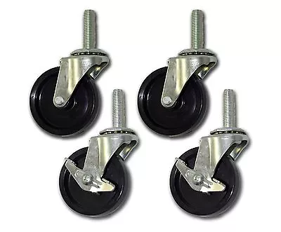 2-1/2  Swivel Caster With 3/8  X 1-1/2  Stem & Polypropylene Wheel 4PK 2 Brakes • $21.79