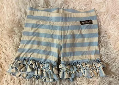 Matilda Jane Girls Size 4 Ruffle Shorts Shortie Blue & White Stripes Cotton Cute • $8