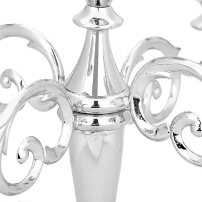 5-Arm Silver Candelabra Candle Holder Stand Wedding Dinner Table Centrepiece UK • £17.49