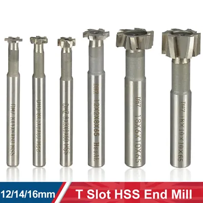 £8.46 • Buy T-Slot 12 Mm 8 Flute Milling Cutter HSS Straight Shank Metal Cutting End Mill