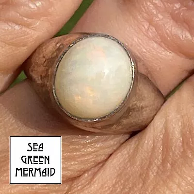 Mexican Fire Opal 4 Ct DRAGONS EGG Signet Ring In Silver ***VIDEO*** • £281.23