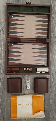 Vintage Faux Leather Mini Magnetic Travel Backgammon Set  9  X 7  • $19.99