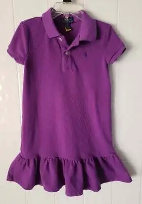 Polo Ralph Lauren Little Girls Size 5 Solid Grape Purple Short Sleeve Dress • $18.35