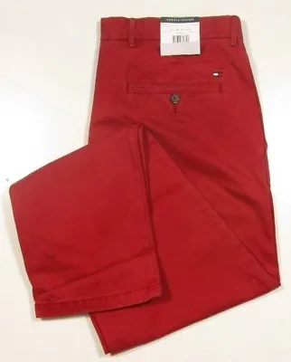 Tommy Hilfiger Euro Collection Men's Straight Fit Red Mercer Straight Chino Pant • $23.99