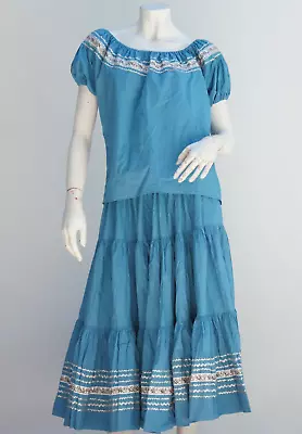 Blue Mexican Tiered Circle Skirt Set • $85.64