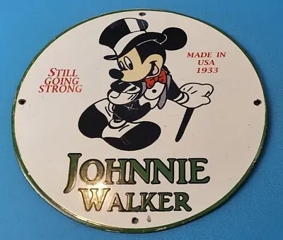 $120.47 • Buy Vintage Johnnie Walker Porcelain Mickey Mouse Beverage Service Pump Plate Sign