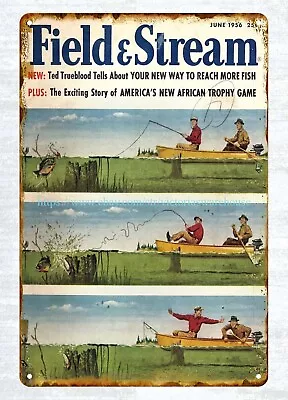 Decorative Wall Lights Field And Stream 1956 Fishing At Lake Metal Tin Sign • £17.94