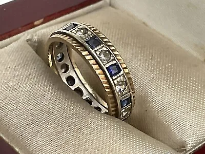 A 1960’s 9ct Yellow And White Gold And Sapphire Eternity Ring Size J • $1.89